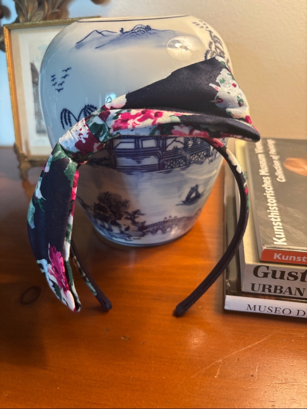 Janie and Jack Navy & Pink Floral Knotted Headband